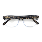 Back view of the unique Sahara Addax optical frames for adults, showcasing their natural-inspired design.