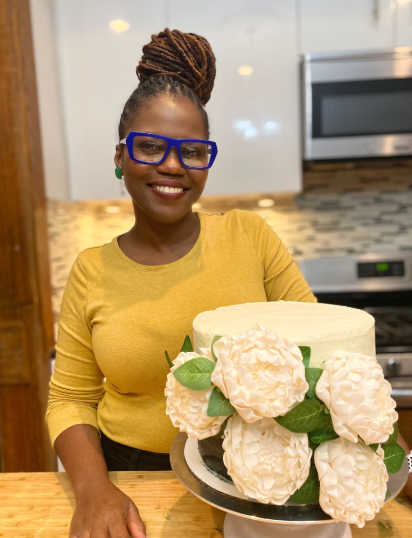 bright blue with batik pattern