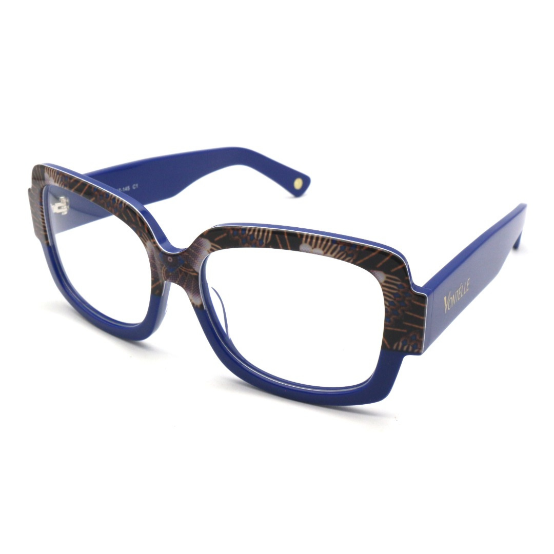 ISO view of the majestic Sienna Peacock optical frames for adults, highlighting their intricate and regal details.