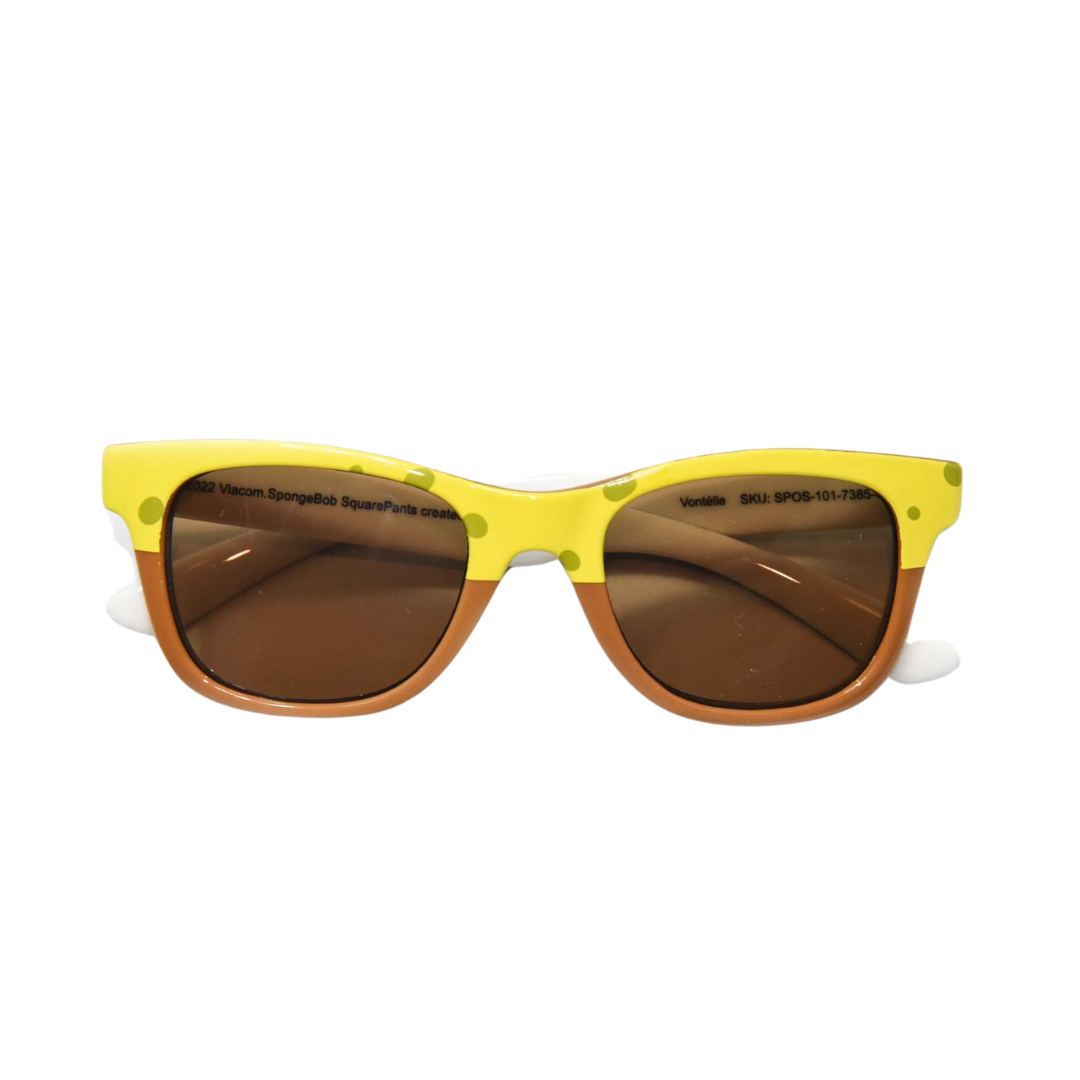 Front view of Spongebob Squarepants half-frame square sunglasses for children, providing a unique look with sun protection.