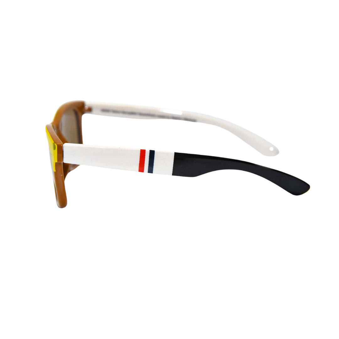 Side view of Spongebob Squarepants half-frame square sunglasses for children, providing a unique look with sun protection.