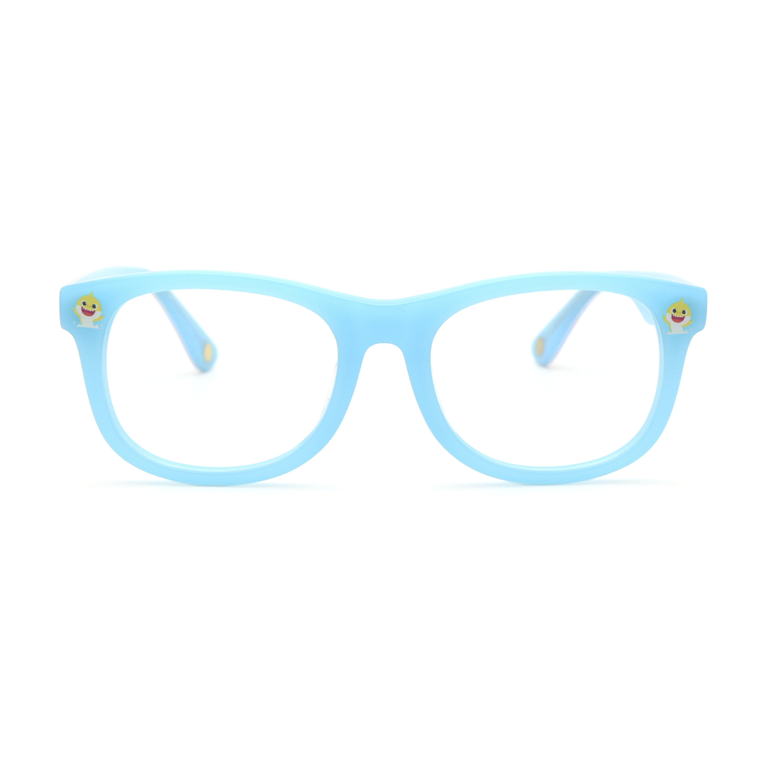 Vibrant blue sunglasses for kids, featuring Baby Shark fun. Perfect for protecting little eyes in style.