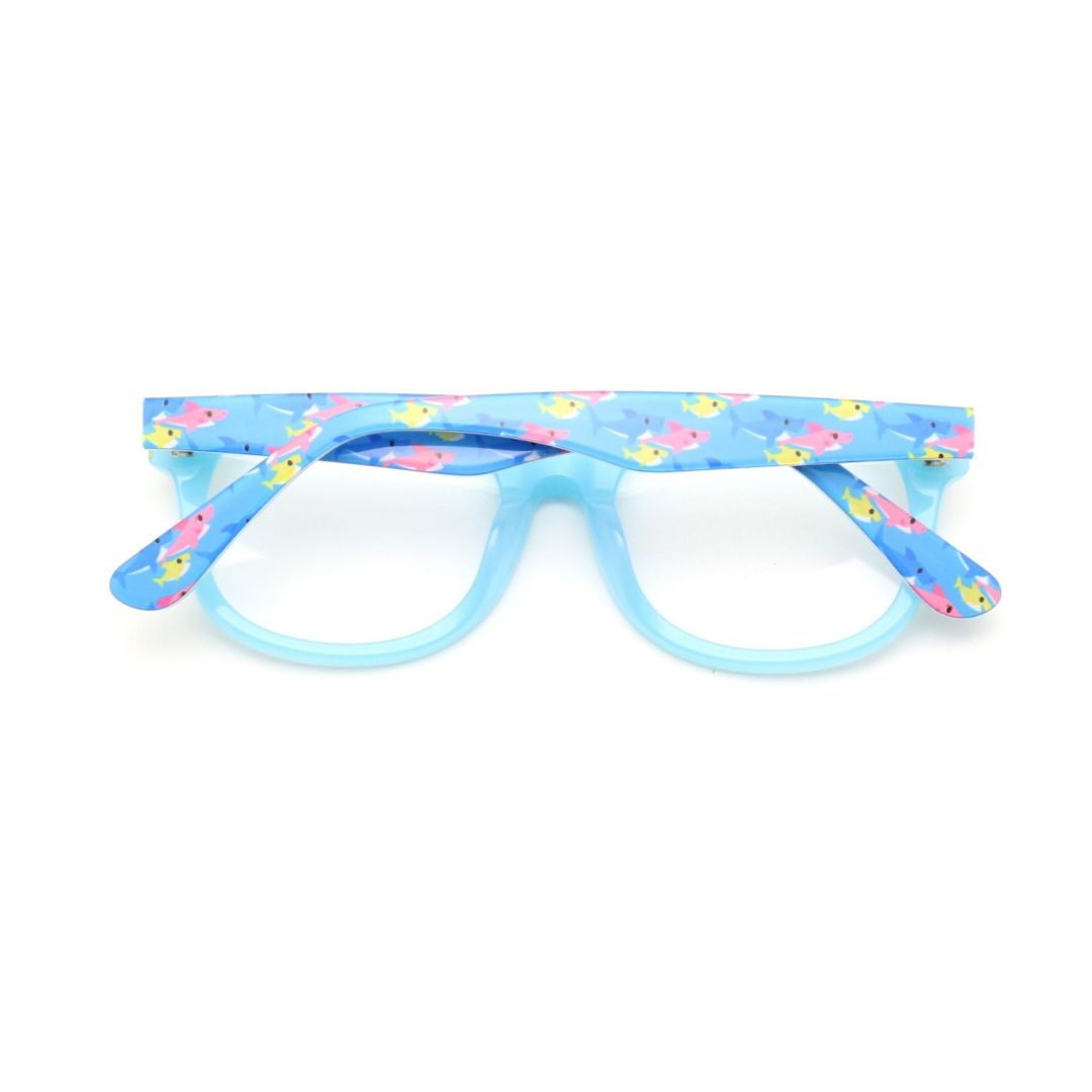 Back View of a vibrant blue sunglasses for kids, featuring Baby Shark fun. Perfect for protecting little eyes in style.
