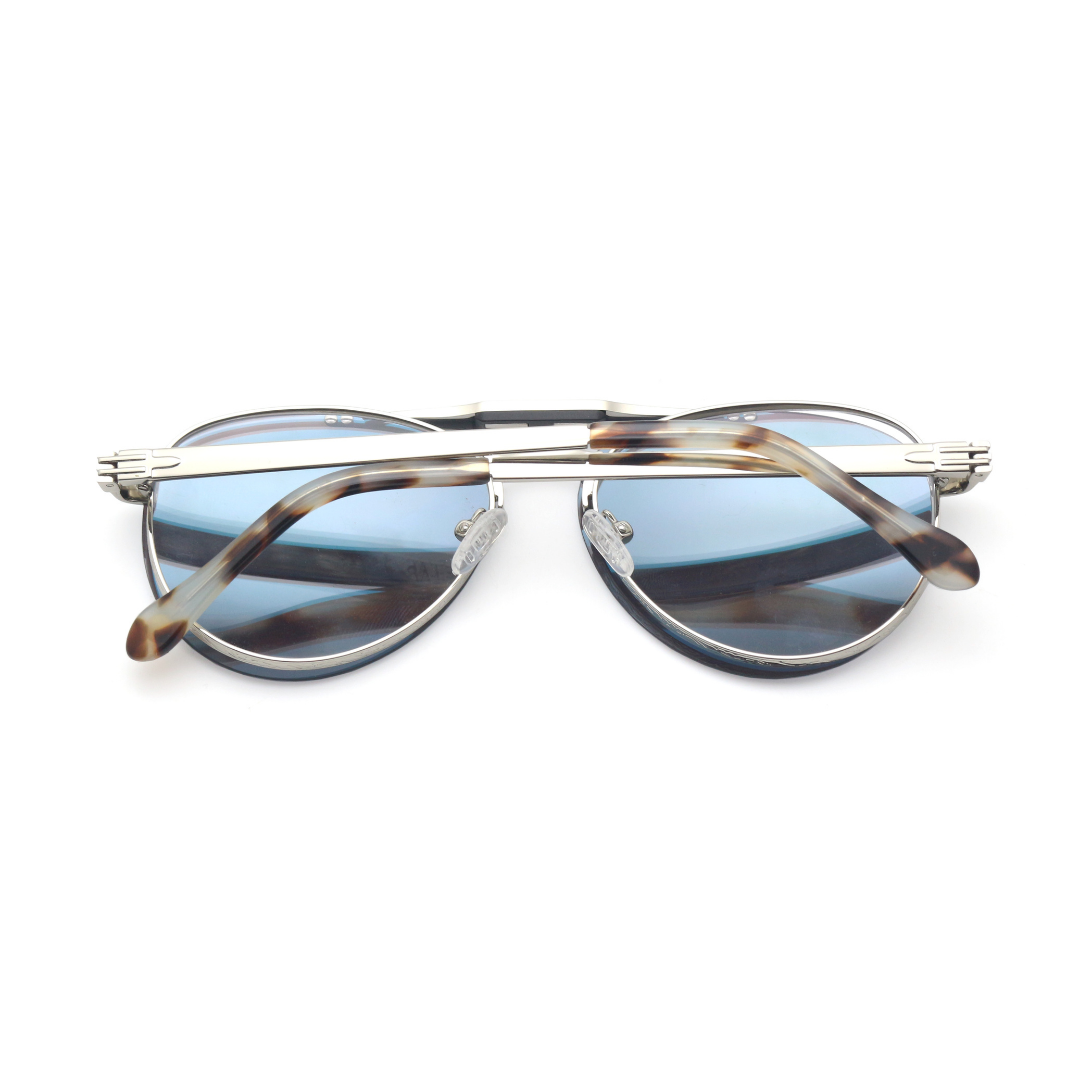 Back view of the striking Cleofis Cerulean optical frames for adults, highlighting their deep and alluring blue color.