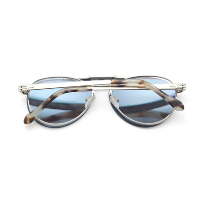 Back view of the striking Cleofis Cerulean optical frames for adults, highlighting their deep and alluring blue color.