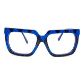 Bold Douglas blue optical frames for adults, a confident choice for contemporary style.