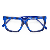 Front view of the bold Douglas blue optical frames for adults, showcasing their vibrant and modern appeal.