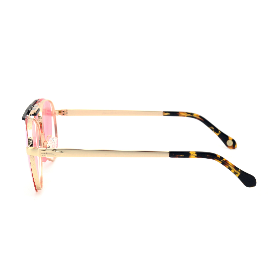 Side view of the gentle Dwayne Blush optical frames for adults, perfect for a subtle yet stylish appearance.