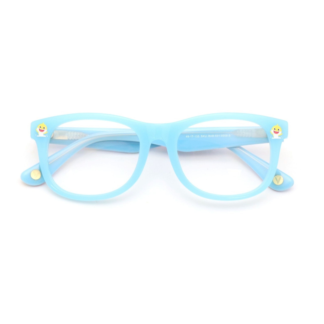 Front View, Baby Shark Sunglasses. Vibrant blue sunglasses for kids, featuring Baby Shark fun. Perfect for protecting little eyes in style.