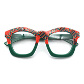 Front view of the elegant green Kente optical frames for adults, showcasing their distinctive cultural influence.