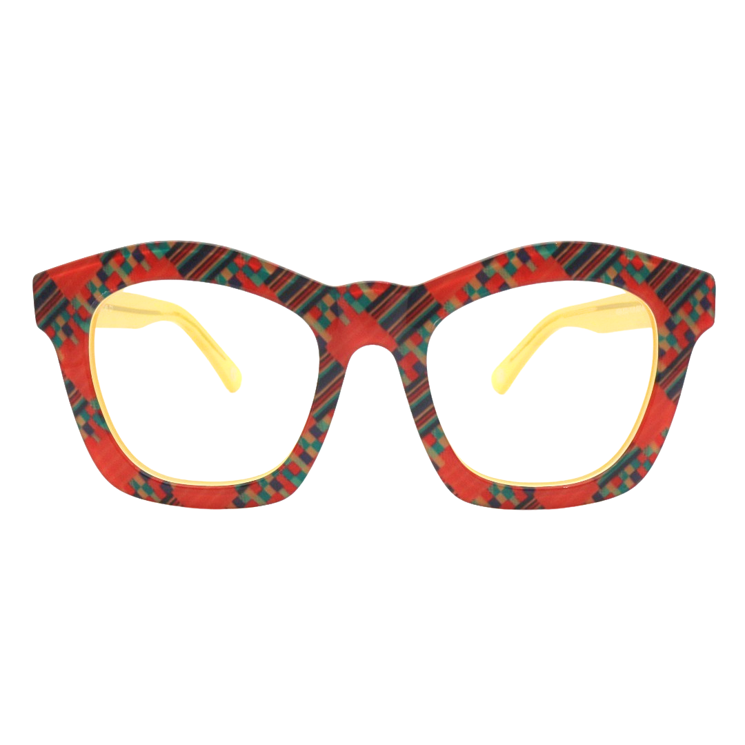 Sunny yellow optical frames from the Kente collection for adults, bringing a cheerful and stylish vibe.