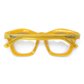 Back view of the sunny yellow Kente optical frames for adults, highlighting their warm and inviting design.
