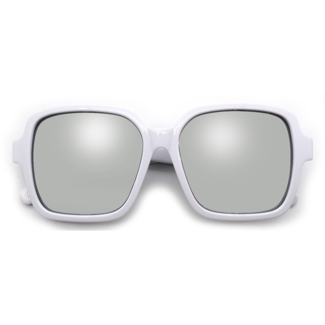 Front view of the bold Pharaoh frames with a zebra pattern for adults, showcasing their sleek and graphic design.