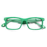 Front view of the contemporary green rectangular Rands optical frames for adults, perfect for a sleek and professional image.