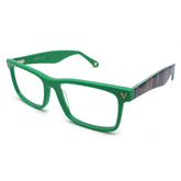 Green eyeglasses on a white background