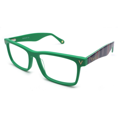 Green eyeglasses on a white background