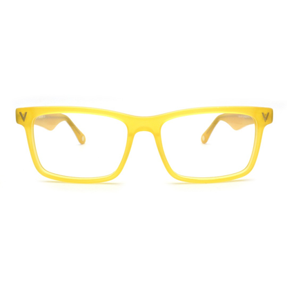 Sunny yellow rectangular optical frames from the Rands collection for adults, bringing a cheerful and modern touch.