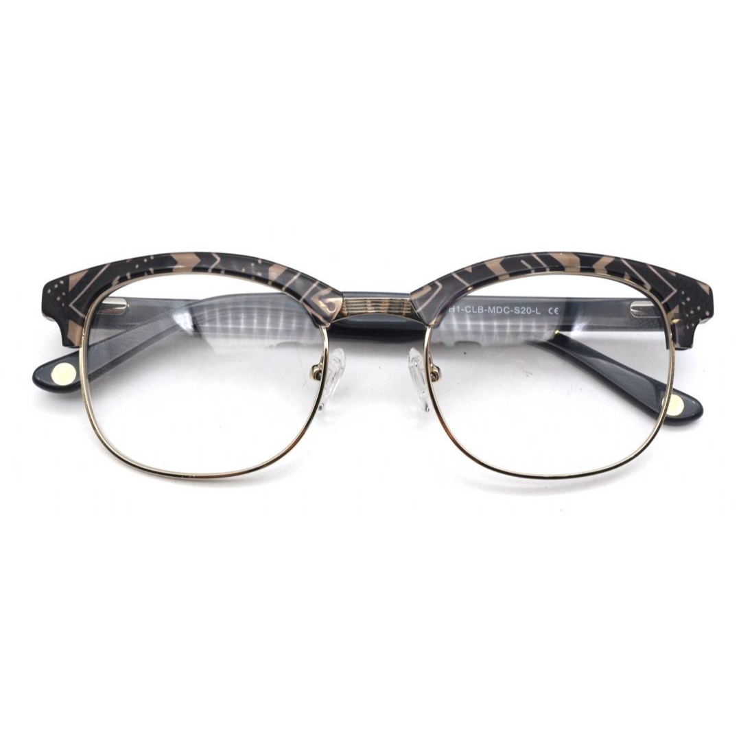 Front view of the stylish Sahara Clubmaster optical frames for adults, showcasing their timeless and elegant design.