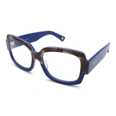 ISO view of the majestic Sienna Peacock optical frames for adults, highlighting their intricate and regal details.